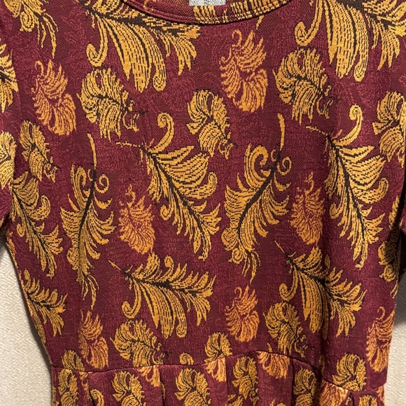 LuLaRoe Burgundy and Mustard Midi Dress - Picture 5 of 7